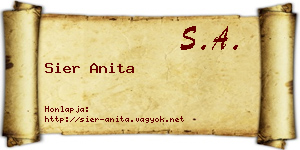 Sier Anita névjegykártya