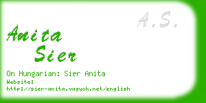 anita sier business card